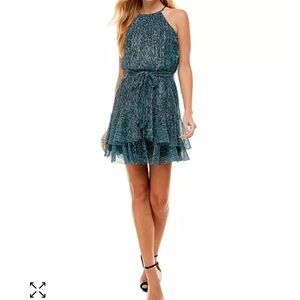 Macy’s City Studio Elegant Teal Halter Dress